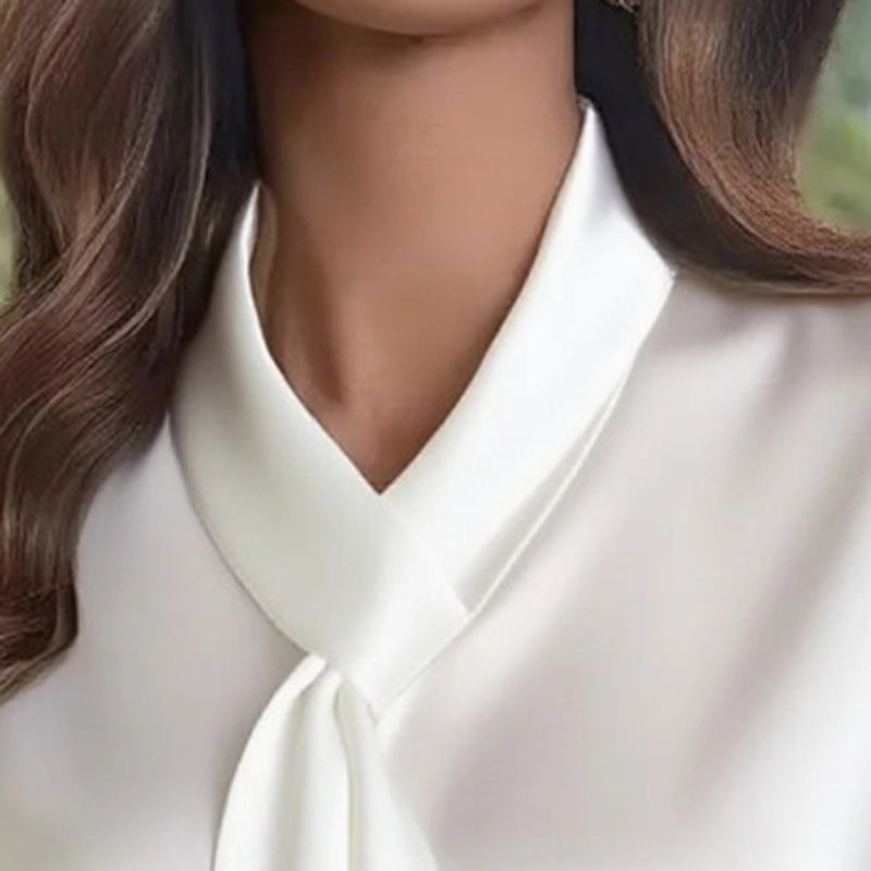 Women's Ribbon Detail Blouse, Lightweight Business Casual Shirt FitiqueFit