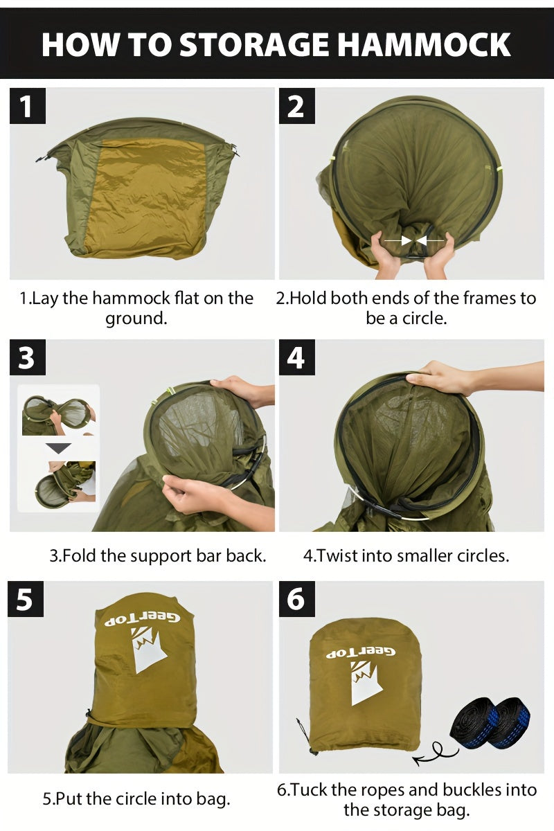[3-in-1 Hammock] GEERTOP 3-in-1 Outdoor Hammock | Double Sleep Rest Camping Hammock with Mosquito Net Sun Shelter for Backpacking Travel Garden Park NovaCart
