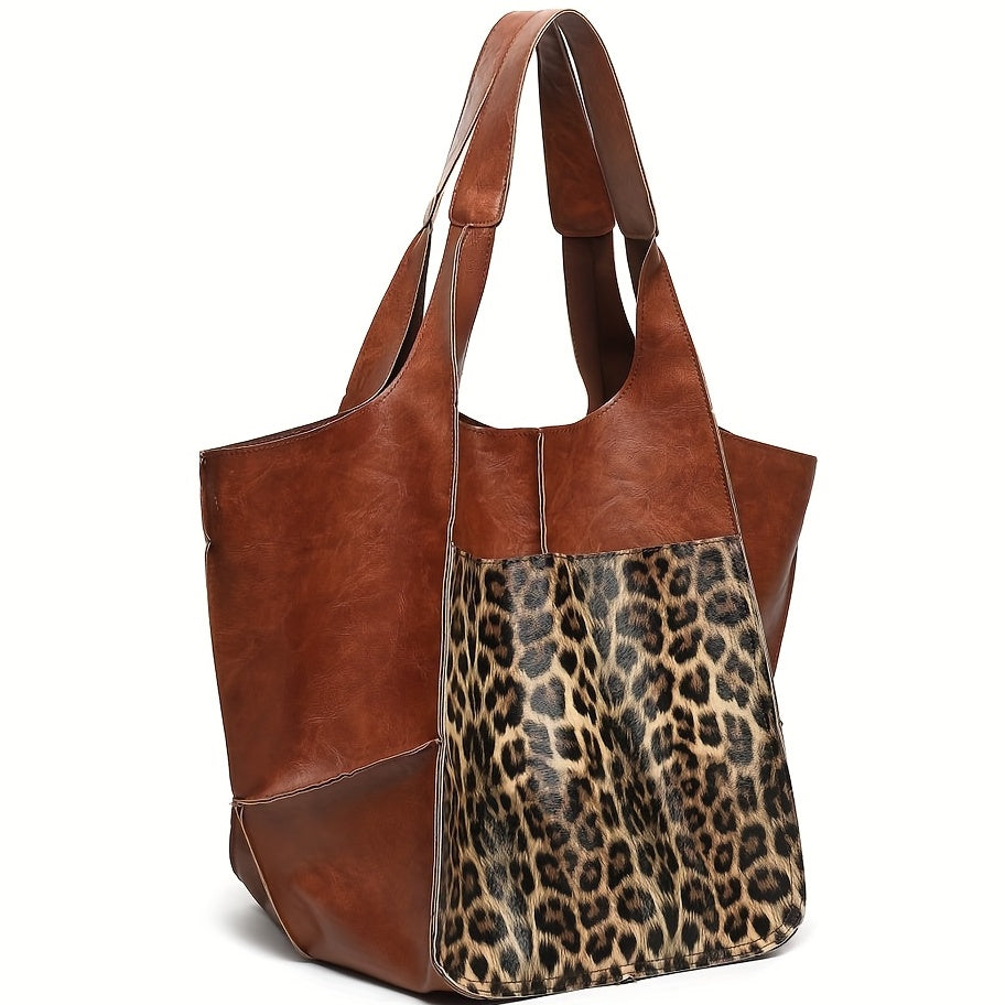 Large Capacity Retro PU Tote Bag For Women - Spacious & Stylish Handbag With Handy Front Pocket For Work, Travel & Everyday Chic NovaCart