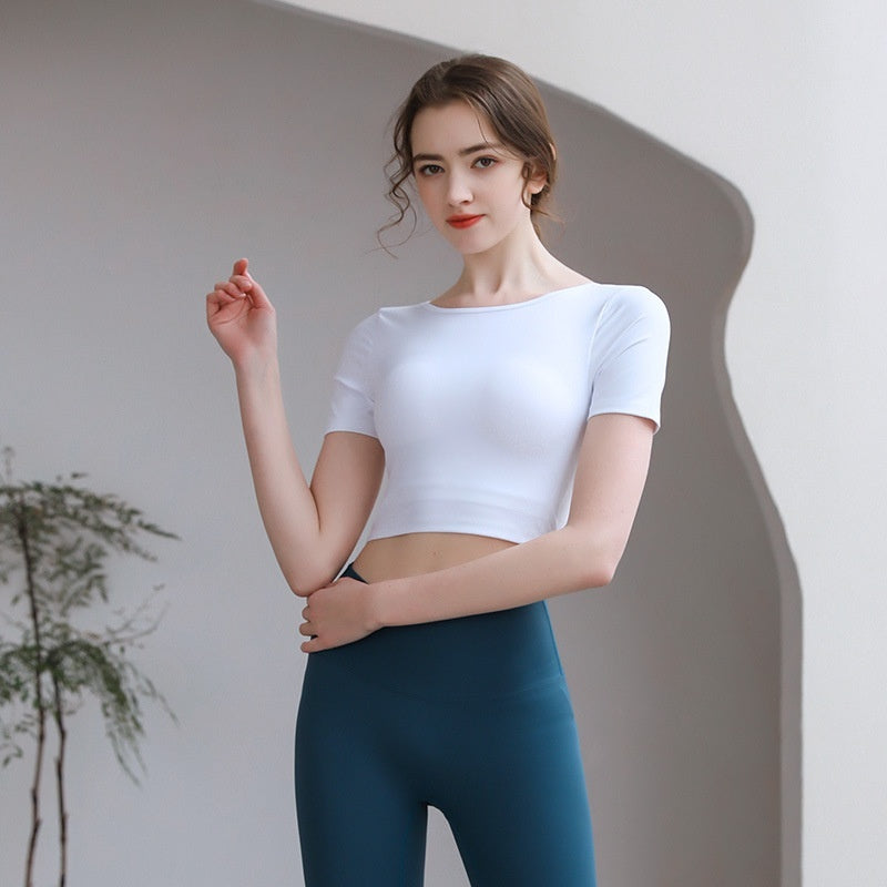 Tight Fit Yoga Top With Chest Pad Beauty Back Breathable FitiqueFit