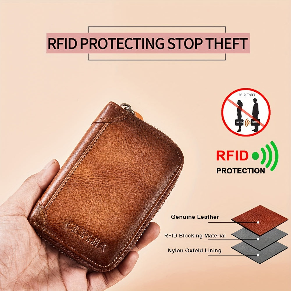Genuine Leather Men's Wallet/Ultra-Thin Top-Grain Cowhide/Compact Multi-Function ID Credit Card Holder/RFID Blocking/Blessing Card Set/Christmas Valentine's Day Father's Day Gift NovaCart
