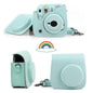 For Fujifilm Instax Mini 8 Mini 9 Camera PU Leather Color Bag Instax Mini case with Shoulder Strap Transparent Crystal Cover