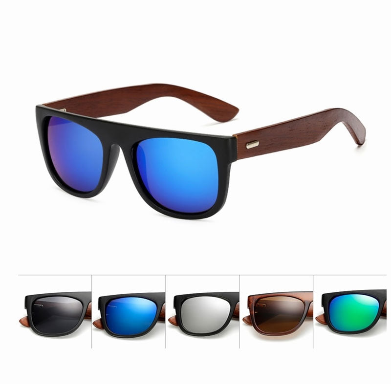 Bamboo Wooden Arms Sunglasses Men Women Black Sunglass FitiqueFit