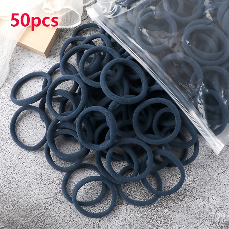 50pcs/Set Women   Basic Hair Bands 1.57inch Simple Solid Colors Elastic Headband Hair Ropes Ties Hair Accessories Ponytail Holder NovaCart