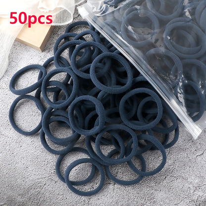 50pcs/Set Women   Basic Hair Bands 1.57inch Simple Solid Colors Elastic Headband Hair Ropes Ties Hair Accessories Ponytail Holder NovaCart