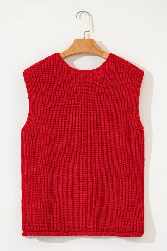 Solid Textured Buttoned Oversized Sweater Vest Shop Style & More | Fresh Looks, Everyday Deals & Free Shipping