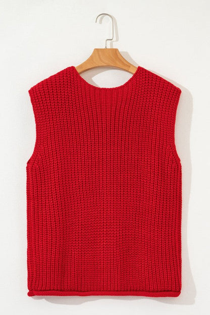 Solid Textured Buttoned Oversized Sweater Vest Shop Style & More | Fresh Looks, Everyday Deals & Free Shipping