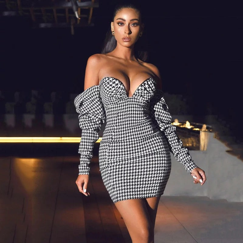 Privilege Houndstooth Dress Porshia By Porshia Banks