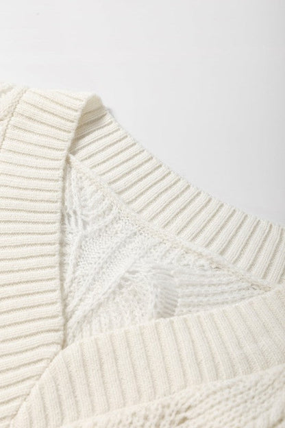 Hollow-Out Knit V-Neck Drop Shoulder Sweater Shop Style & More | Fresh Looks, Everyday Deals & Free Shipping