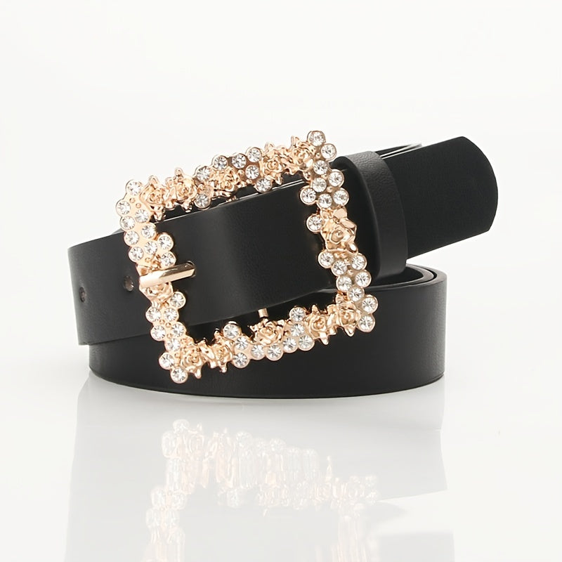 2023 Women'S Fashion Accessory, Elegant Alloy Rhinestone Pin Buckle Belt, Versatile Dress Decorative Accessory, Casual & Sporty Style, Hand Washable - Ideal for Weekend and Festive Occasions, Weekend Casual Wear|Elegant Acces NovaCart
