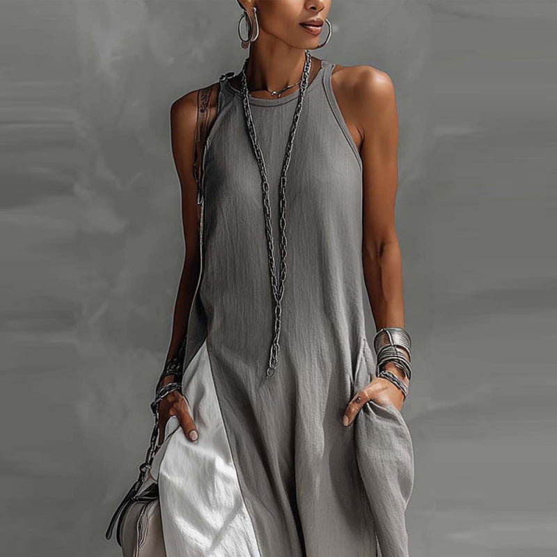 Off-Shoulder Color-Block Flared Maxi Dress with Pockets | 5 Colors FitiqueFit