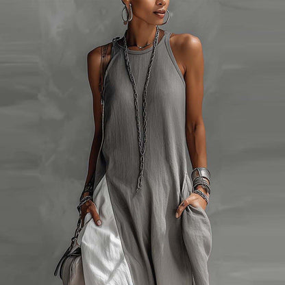 Off-Shoulder Color-Block Flared Maxi Dress with Pockets | 5 Colors FitiqueFit