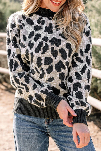 Leopard Contrast Trim Drop Shoulder Sweater Shop Style & More | Fresh Looks, Everyday Deals & Free Shipping