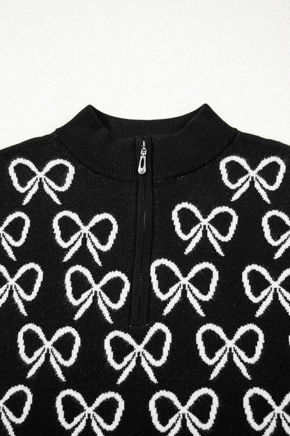 Bow Zipped Collar Drop Shoulder Sweater Shop Style & More | Fresh Looks, Everyday Deals & Free Shipping