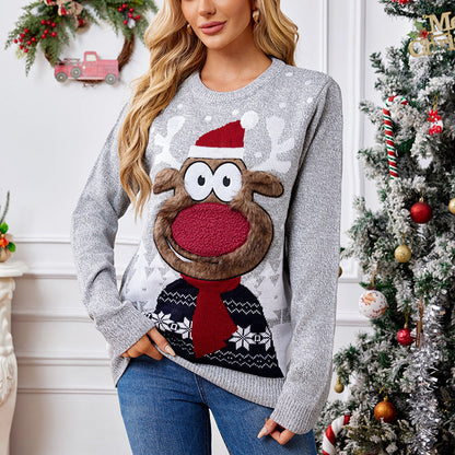 Loose Casual Parent-Child Gray Pullover Christmas Sweater FitiqueFit