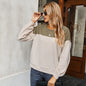 Women's Long-Sleeved T-Shirt with Color Contrast Sweater