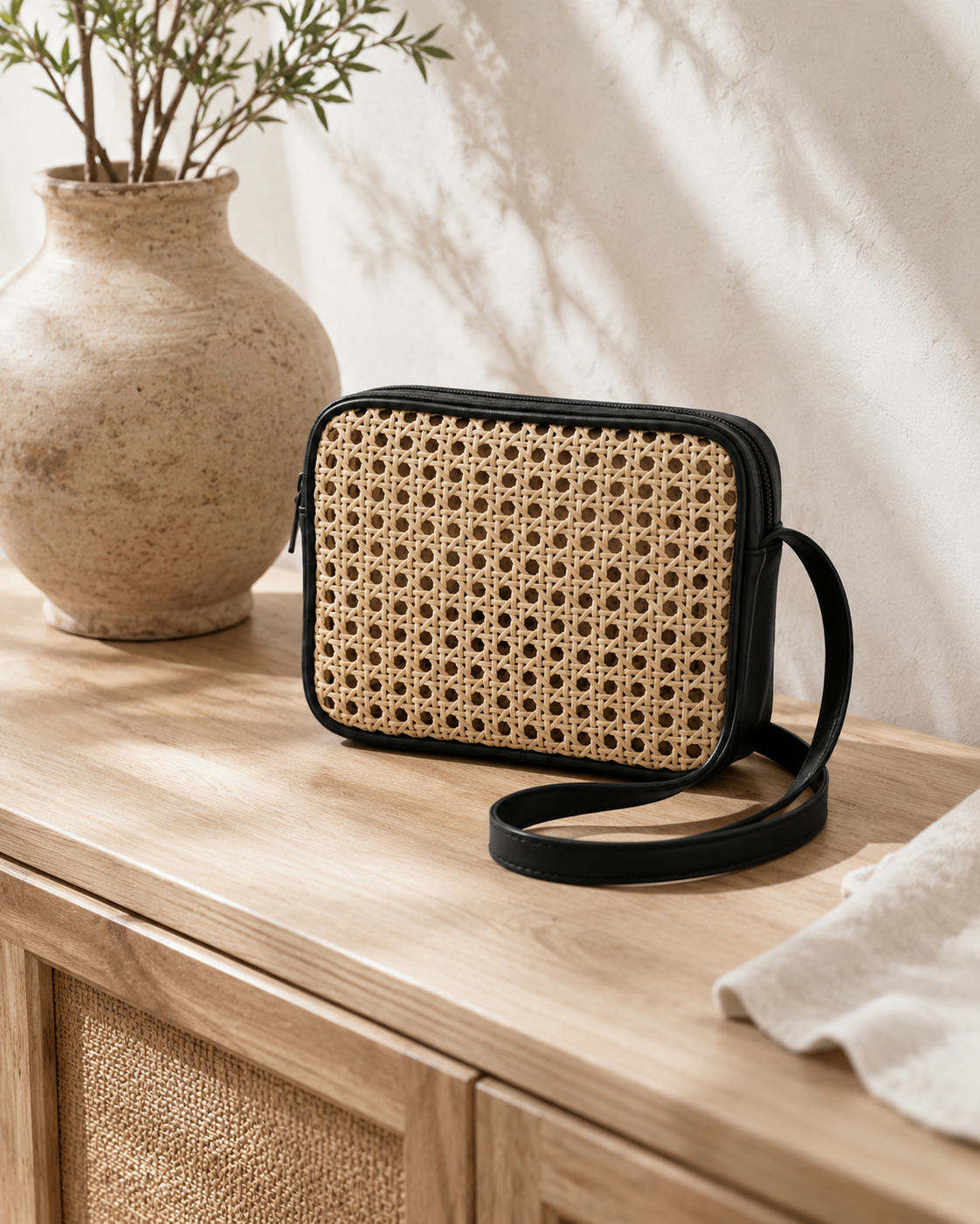 Vera Leather and Cane Belt Bag Village Thrive