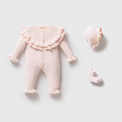 Blush Ruffle Knit 3-Piece Set Honey and Hive
