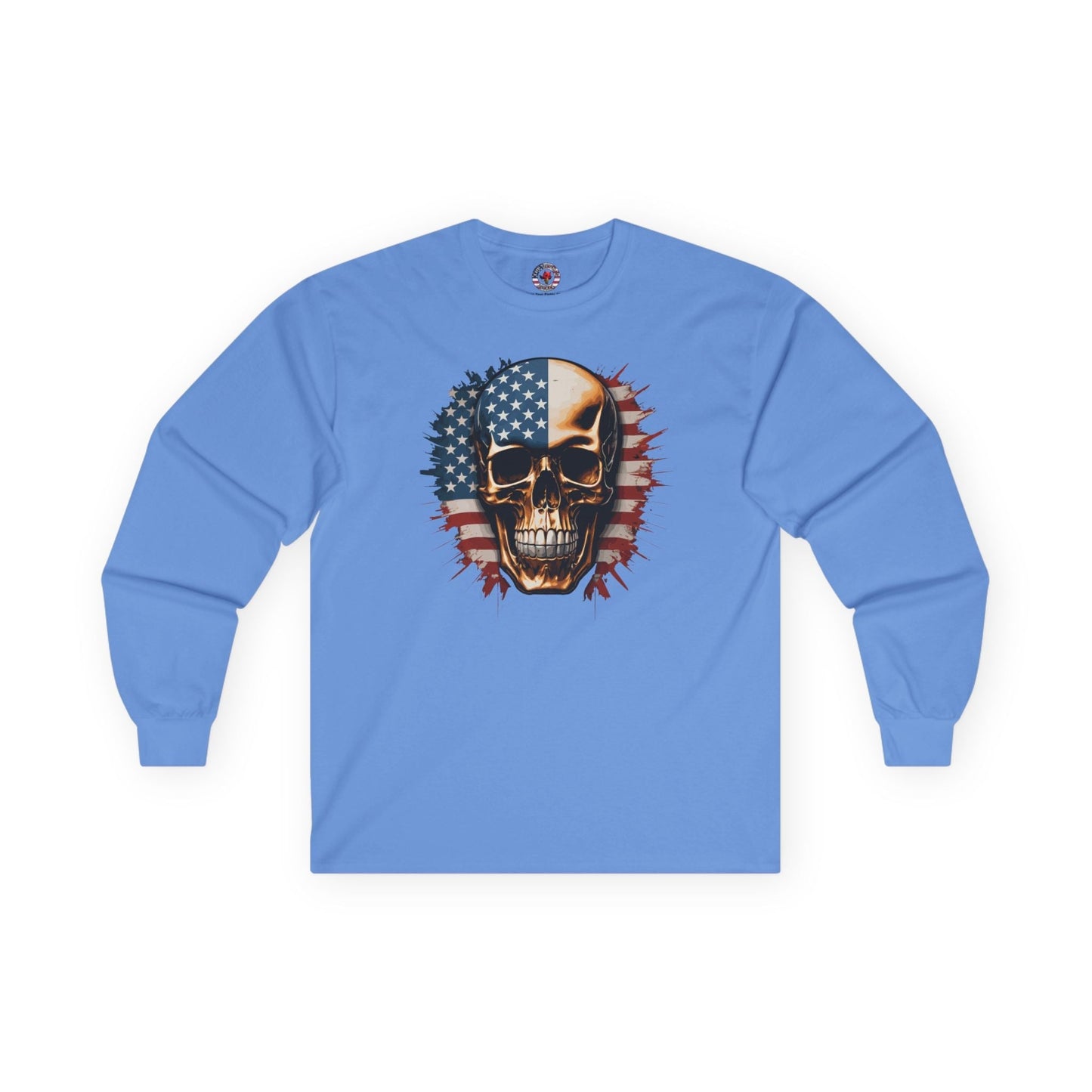 American Flag Skull Long Sleeve Tee The Devil's Pickle