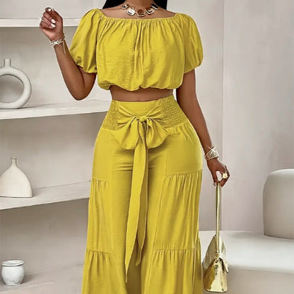 High-Waist Flared Pants & Top Two-Piece Set – 7 Colors, S–2XL FitiqueFit