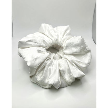 White Leaf Satin Scrunchie Enchanted Scrunch