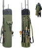 Multifunction Fishing Pole Bag - Waterproof Rod Reel Bag Carrier Case, Durable Canvas Tackle Large Storage Gift for Men Travel, Khaki