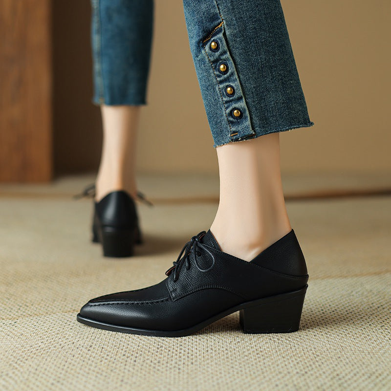 Women's Retro Strap Chunky Heel Pointed-Toe Shoes FitiqueFit