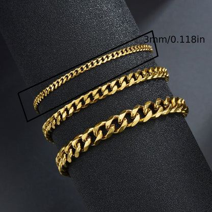 3/5/7/mm Fashion Simple Stainless Steel Cuban Chain Bracelet For Men And Women NovaCart