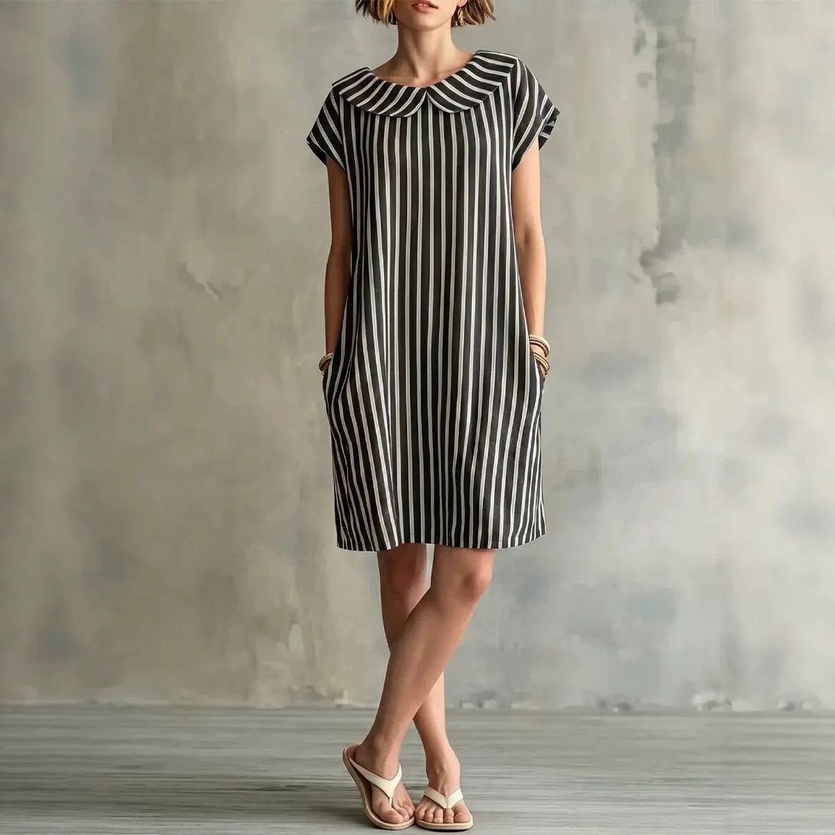 Women's Striped Bodycon Midi Dress – High-Waist Sleeveless FitiqueFit