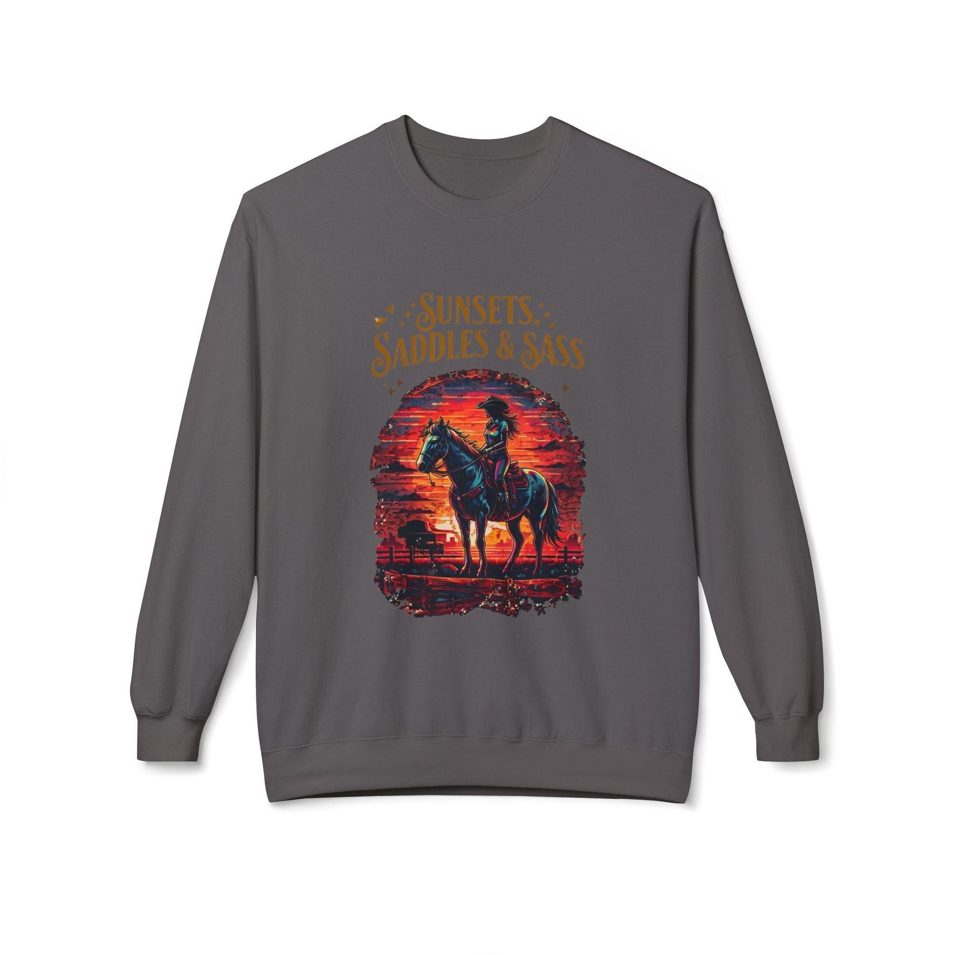 Sunsets Saddles and Sass Softstyle Fleece Crewneck Sweatshirt Country in My Heart