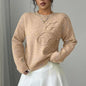 Women's Elegant Floral Sweater - Crew Neck Long Sleeve Casual Pullover FitiqueFit