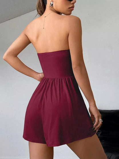 Chic Strapless Ruched Waist Romper New Era Fashion LLc