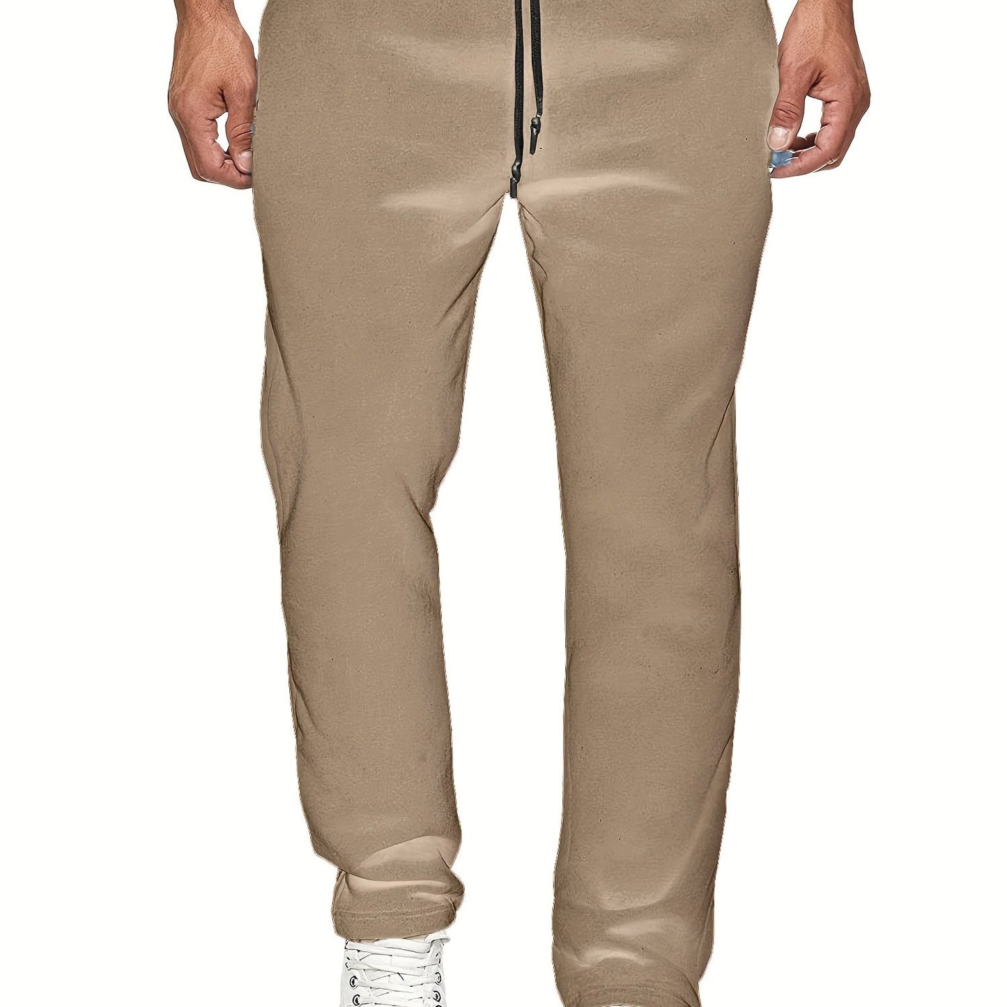Men'S Fashion Casual Solid Color Fleece-Lined Joggers NovaCart