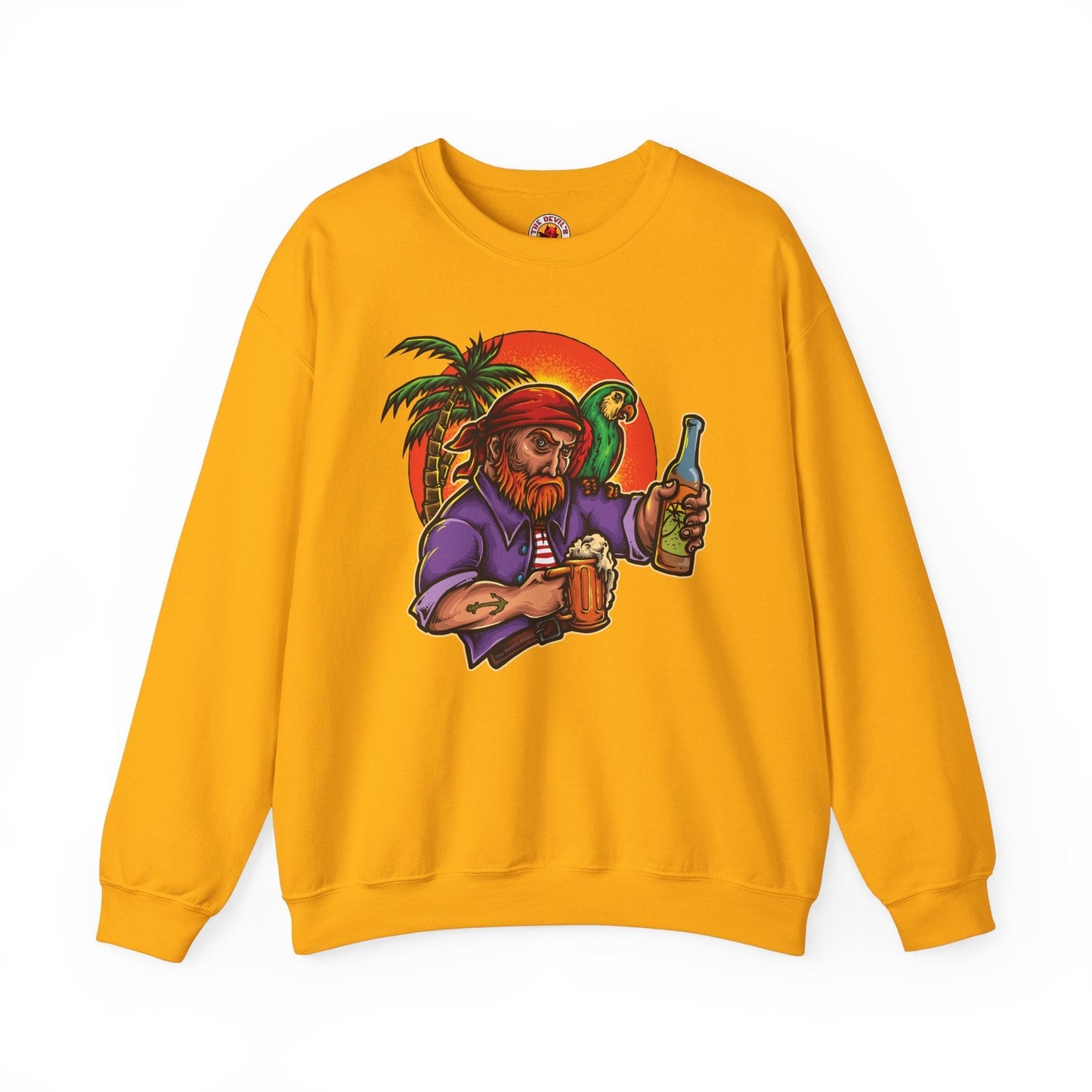 Sunset Pirate Beer Crewneck Sweatshirt The Devil's Pickle