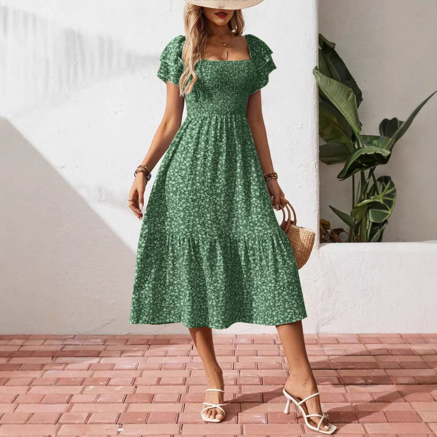 Plus Size Backless Midi Dress – Elegant Pleated Summer Party Dress FitiqueFit