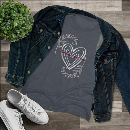 Grayhearted Women's Triblend Tee - Floral Heart Design Grayceful LLC