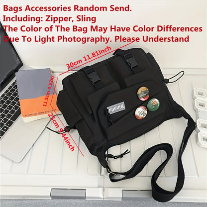 1pc Nylon Handbag Shoulder Bag Large Capacity Messenger Bag, Men's Messenger Bag Student School Bag NovaCart