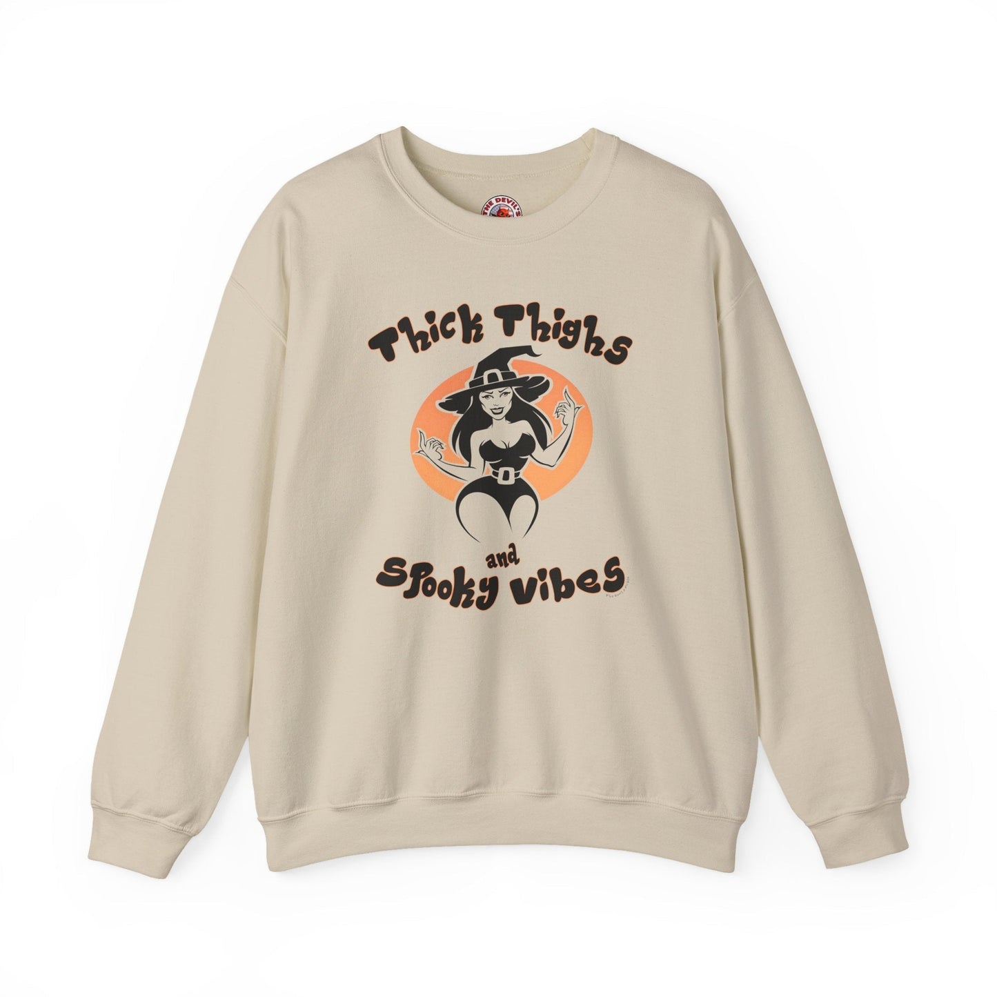 Thick Thighs and Spooky Vibes Crewneck Sweatshirt The Devil's Pickle