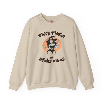 Thick Thighs and Spooky Vibes Crewneck Sweatshirt The Devil's Pickle