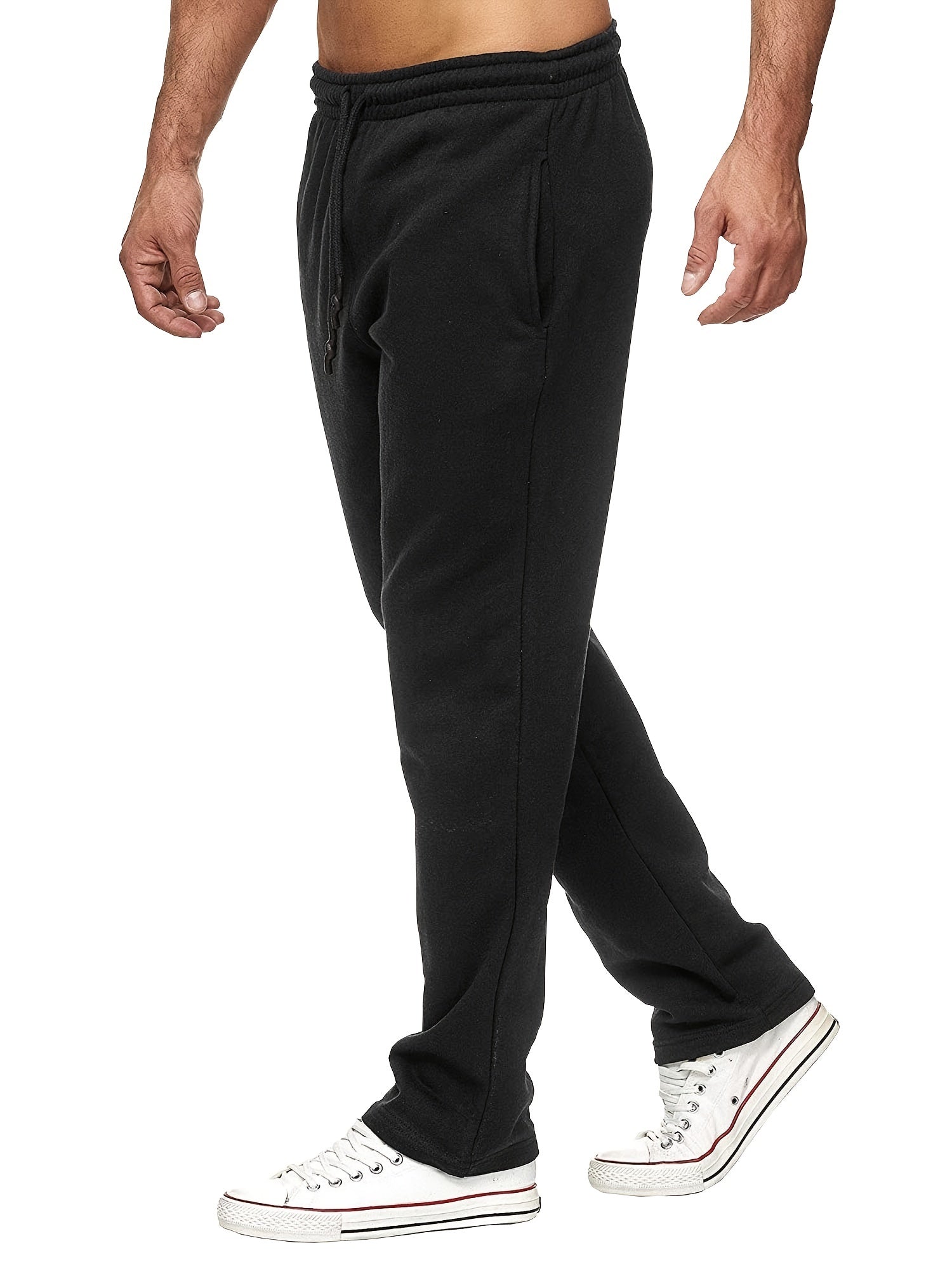 Men'S Fashion Casual Solid Color Fleece-Lined Joggers NovaCart