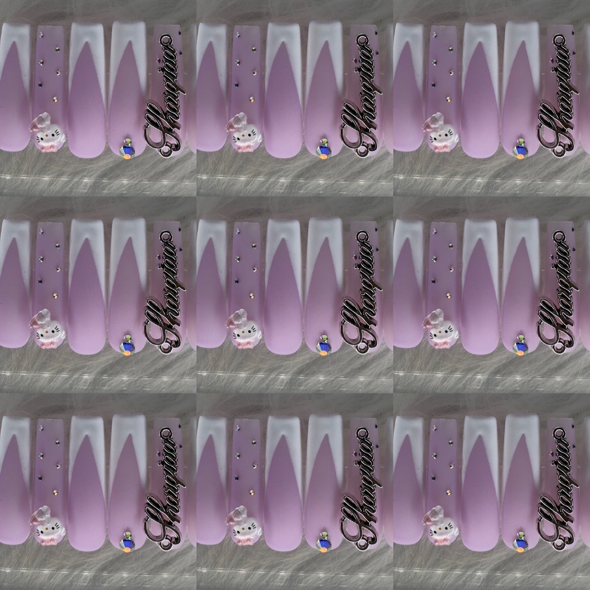 Purple and white long acrylic nails HOL stores
