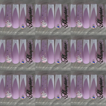Purple and white long acrylic nails HOL stores