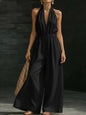 Women’s V-Neck Halter Neck Wide-Leg Jumpsuit FitiqueFit