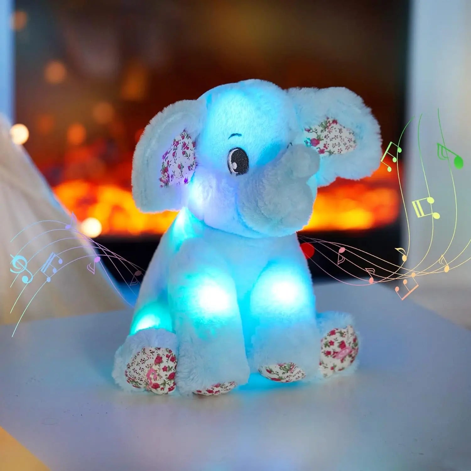 12-Inch Musical Light-Up Elephant Plush Toy - Adorable LED Nightlight with Lullabies for Kids - Perfect Gift for Birthdays and Special Occasions