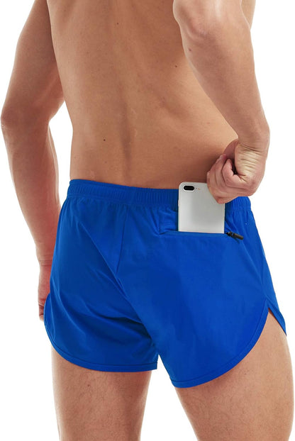 Solid Running Shorts for Men 3 Inch Jogging Road Track Running Shorts with Pockets Ranger Panties for Men