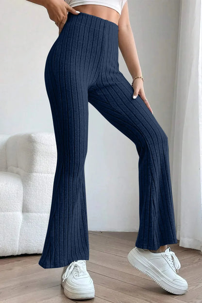 Basic Bae Full Size Ribbed High Waist Flare Pants New Era Fashion LLc