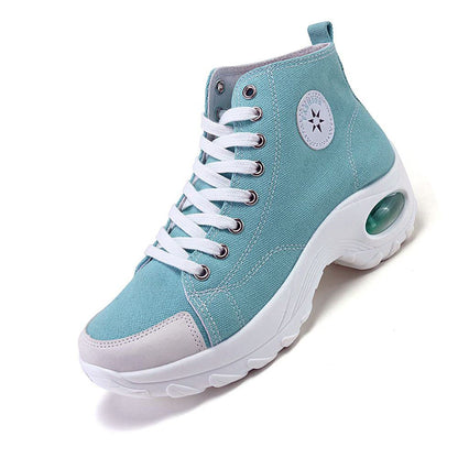 NCNDB Womens Canvas Sneakers High Top Lace up Casual Walking Shoes Air Cushion Sneakers Size 7 Blue New Era Fashion LLc