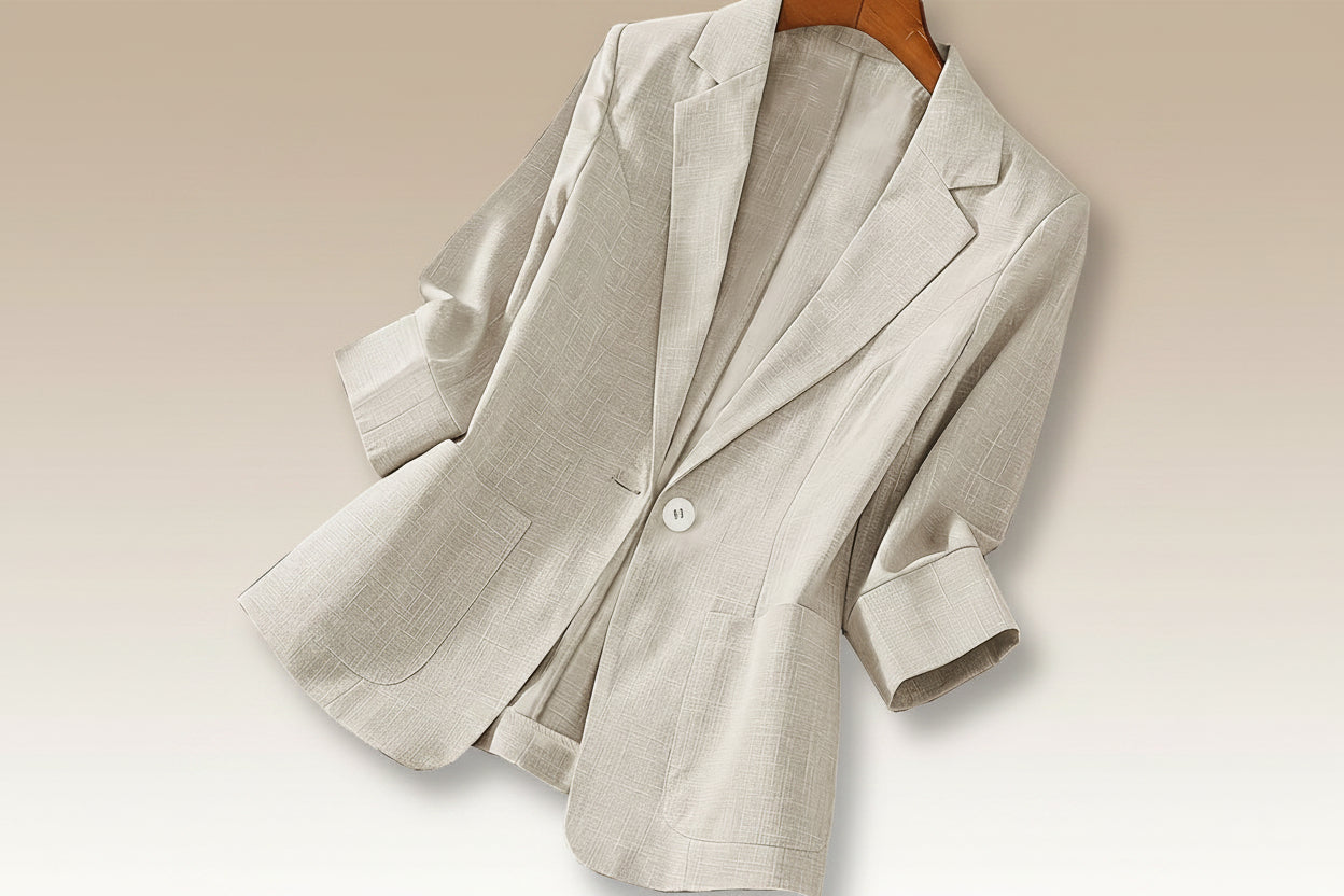 Women's Three-Quarter Sleeve Single-Button Casual Blazer FitiqueFit