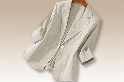Women's Three-Quarter Sleeve Single-Button Casual Blazer FitiqueFit