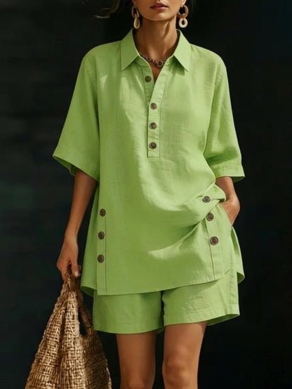 Short-Sleeve Shirt & Loose Pants Two-Piece Set – 4 Colors, S–5XL FitiqueFit